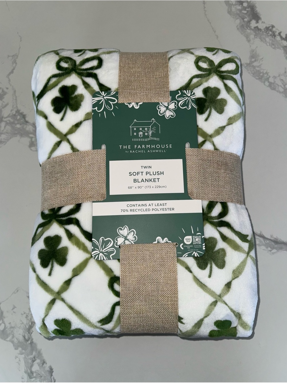 The Farmhouse by Rachel Ashwell Shamrock Clover & Bow Soft Blanket